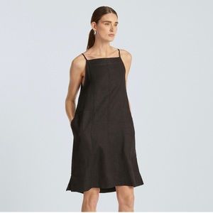 Everlane black linen apron dress